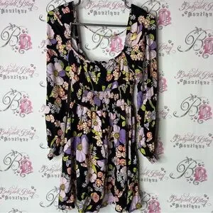 AFRM | Dresses | Afrm Dress Flowers Black Green Orange Purple Floral ...